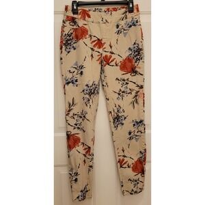 slim-sation multiples women's Pull On Beige pants size 4 floral. Cotton Blend